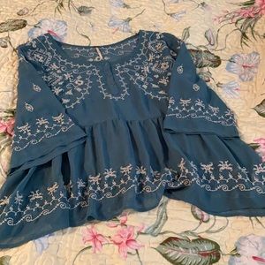 Sheer Free People blouse with embroidery